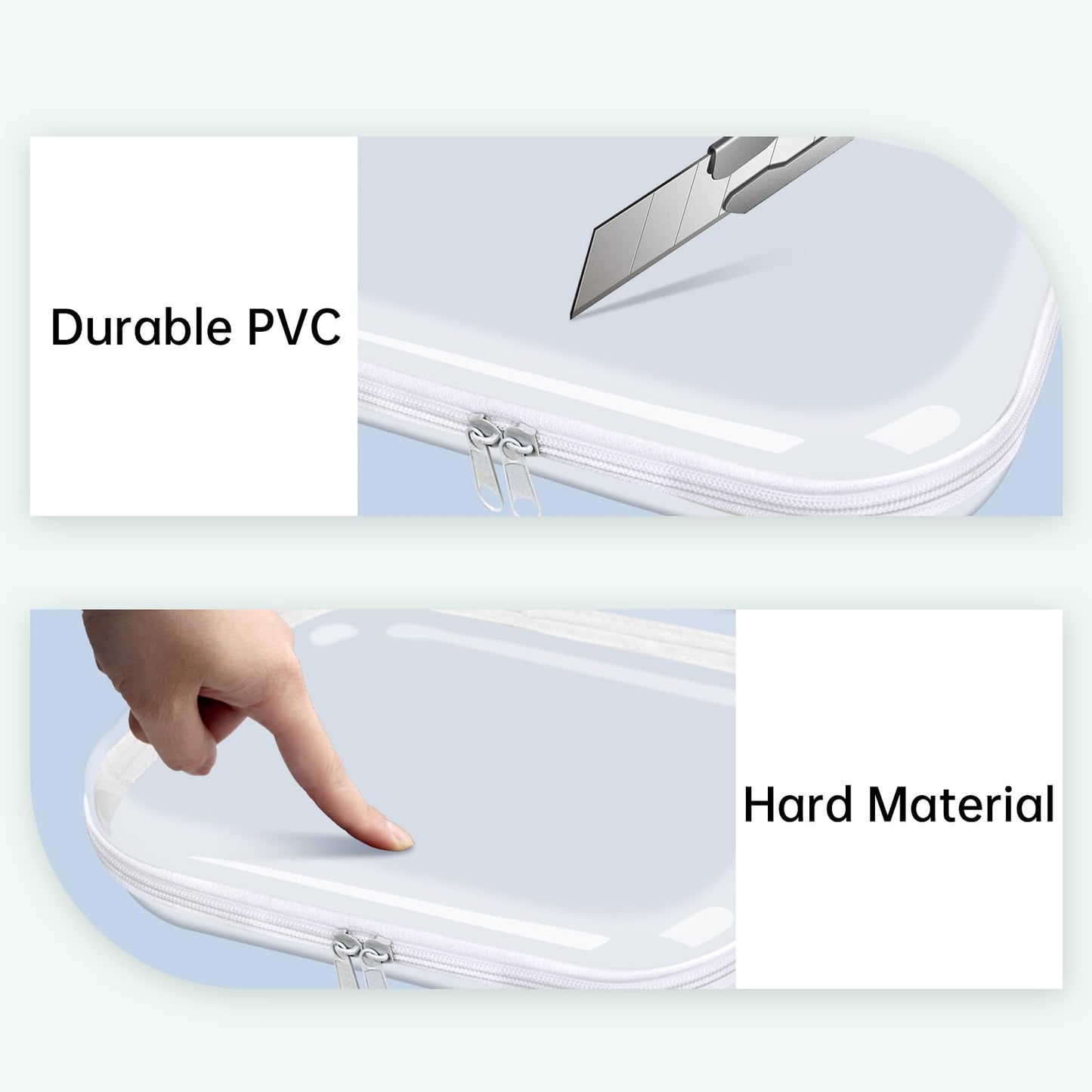 Clear Hard Shell Zipper Case,3PCS Transparent Clear Zipper Pouches,Hard Side Plastic Case Set,Portable Travel Storage Organizer Bins