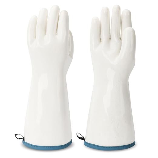 Silicone Gloves Heat Resistant Oven Mitt Barbecue Glove PPE Reusable Dishwashing Cleaning Glove Waterproof Cotton Lined Mitts Kitchen Gloves for Cooking Grilling Baking XL