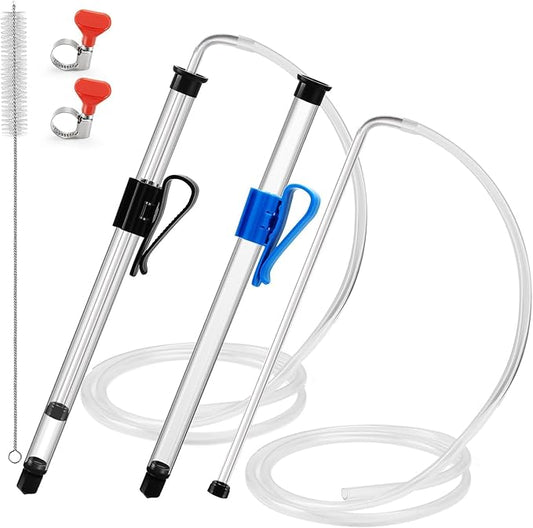 3/8" Auto Siphon 2 Pcs Racking Canes Beer Bottle Siphon Pump Hand Pump Siphon for Gallon Jugs, Wine, Beer, Mead, or Kombucha with 5Ft Food Grade Silicone Hose Fermentation Kit Wine Making Supplies