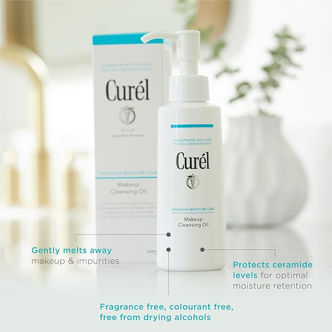 Curel Japanese Skin Care Makeup Cleansing Oil for Face, Makeup Remover & Face wash for Dry, Sensitive Skin, Cleanses & Protects Ceramides, pH Balanced, Fragrance & Alcohol Free Facial Cleanser, 5 Oz
