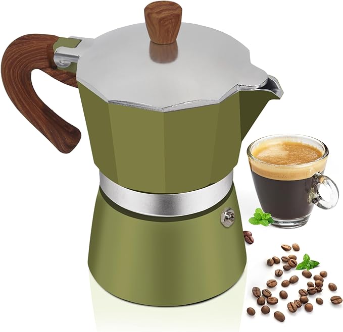 Aluminum 3 Cup 150ml Moka Pot Express Coffee Maker Stovetop Espresso Colorful Coffeemaker Italian Classic Style Brewing Greca Cafe Mocha Machine for Cafeteras Lover Camping Travel and Home Use 5oz