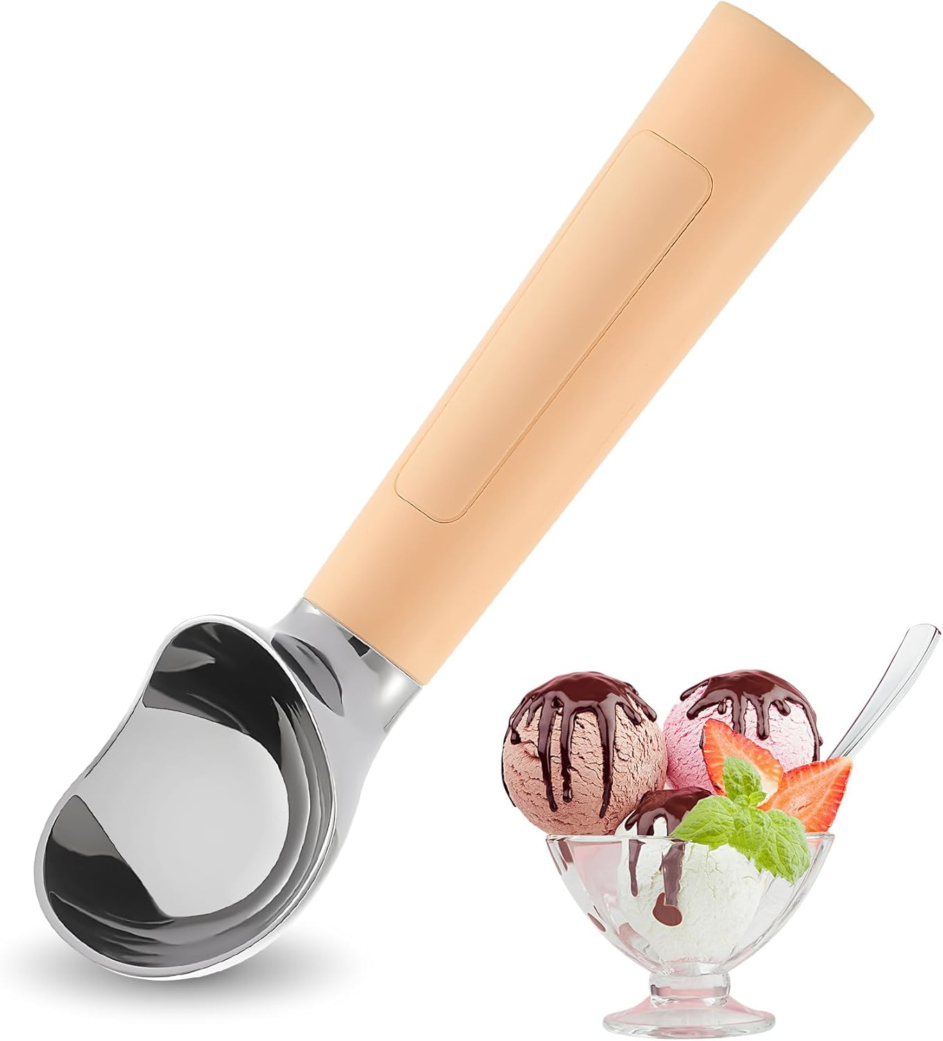 Heated Ice Cream Scoop Rechargeable, Electric Warming Ice Cream Scooper with LED Display, Heats to 158°F for Hard Ice Cream, Easy for Seniors & Kids, IP67 Waterproof (Butter Yellow, 2oz)