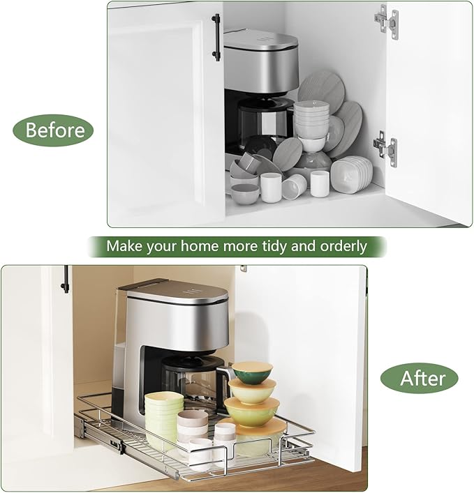 LOVMOR Pull Out Cabinet Organizer 31½" W x 21½" D, Kitchen Cabinet Pull Out Shelves Slide Out Storage
