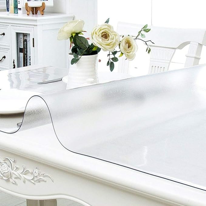 NECAUX Custom 36 x 67 Inch Frosted Table Cover Protector, 1.5mm Thick Plastic Waterproof Heavy Duty Desk Pad Mat Non-Slip Tablecloth Protector for Coffee Table Sofa Table Dining Room Table Countertop