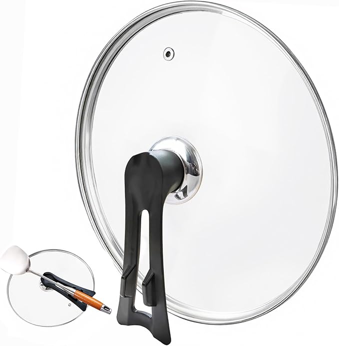 Glass Lid For Pots, Pans and Skillets, Round Tempered Clear Glass Cover Replacement with Steam Vent, Heat Resistant Handle, 11″, 12″, 12.5″, 13.5″ And 14″,11 Inch Fit Inner dia 10.8″-11.3″