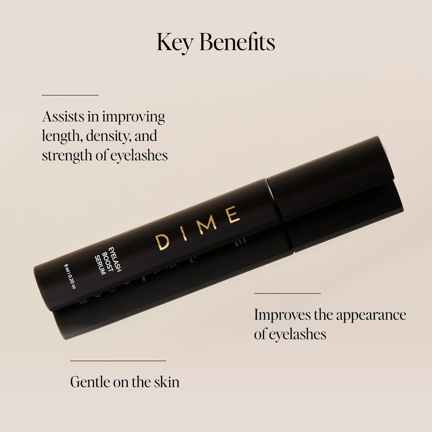 DIME Beauty Eyelash Boost Serum, Eyelash Growth Serum for Healthier, Longer, Thicker Eyelashes, 0.20 oz / 6 ml