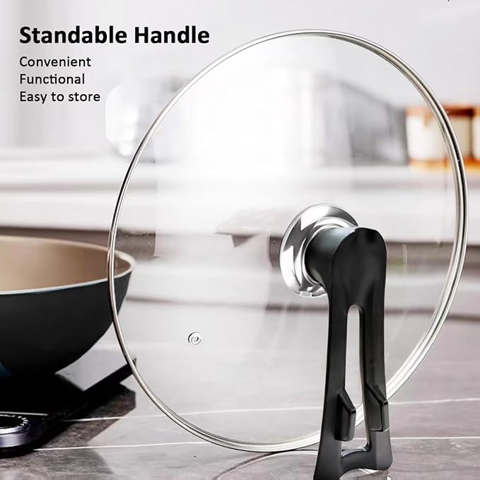 Glass Lid For Pots, Pans and Skillets, Round Tempered Clear Glass Cover Replacement with Steam Vent, Heat Resistant Handle, 11″, 12″, 12.5″, 13.5″ And 14″,14 Inch Fit Inner dia 14.1″-14.5″