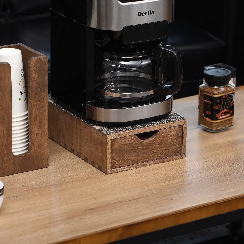 Coffee Pod Holders 1-Layer 1-Drawer Dark Brown (CF1D1C-DK)