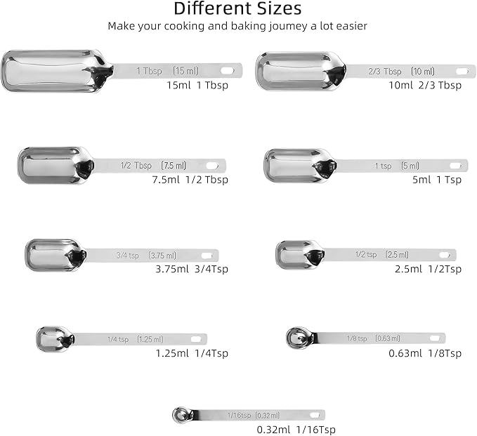 Measuring Cups and Spoons Set 17, 18/8 Stainless Steel Measuring Cup and Spoons Set for Dry & Liquid, Metric & US Metal Measuring Tools &Leveler &Equivalents for Baking & Kitchen