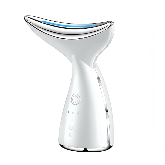 Face and Neck Massger for Skin Care Electric Face Neck Lifting Massager with 45℃ Heat & 3 Massage Modes for Wrinkles Facial Neck Massager (WHITE)