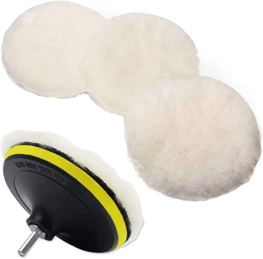 6 Pcs 6 Inch Wool Polishing Buffing Pad Polishing Buffing Wheel for Drill Buffer Attachment with M14 Drill Adapter