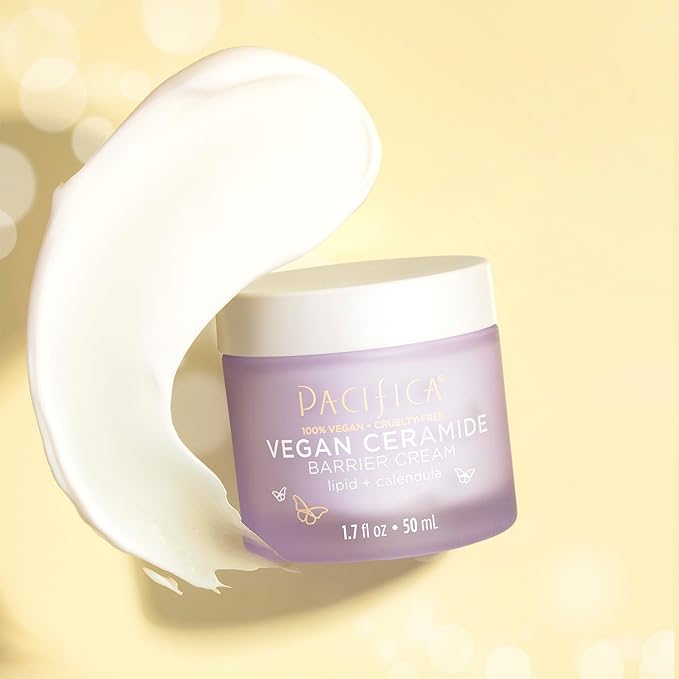 Pacifica Face Cream - Vegan Ceramide Barrier Cream w/Niacinamide & Shea Butter - Hydrating Daily Face Moisturizer Fragrance Free for Sensitive Skin, Vegan, Clean Beauty Allergy & Dermatologist Tested