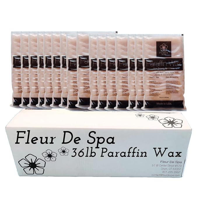 Paraffin Wax Refill for Hands and Feet | FLEUR DE SPA | Made in USA | With Acai, Coconut Oil, Jojoba, Aloe | Hydrates Dry Skin - At-Home Spa Experience