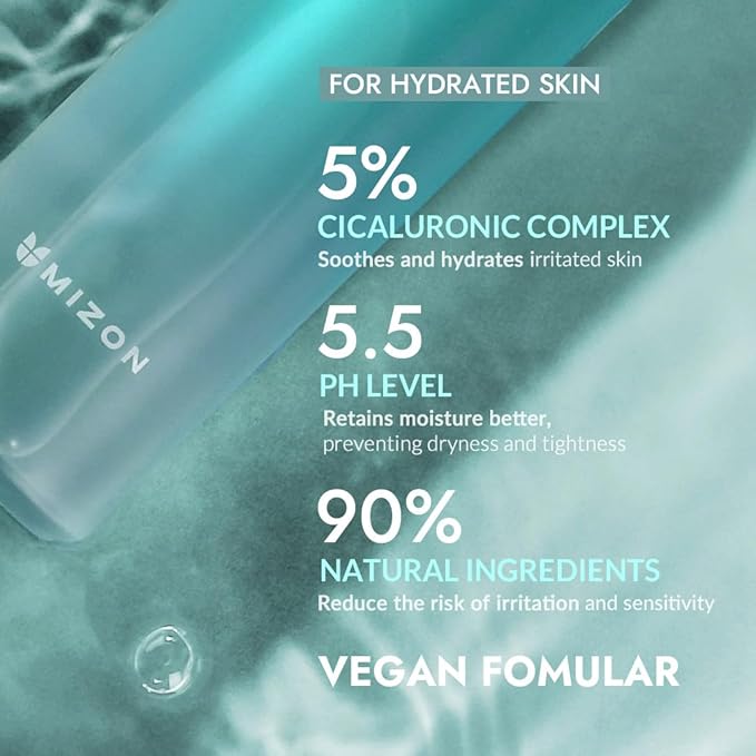 MIZON Cicaluronic Toner Centella Asiatica Hyaluronic Acid 90% Natural Ingredients Niacinamide Adenosine Long Lasting Hydration Korean Skincare (150ml/5.07fl oz)