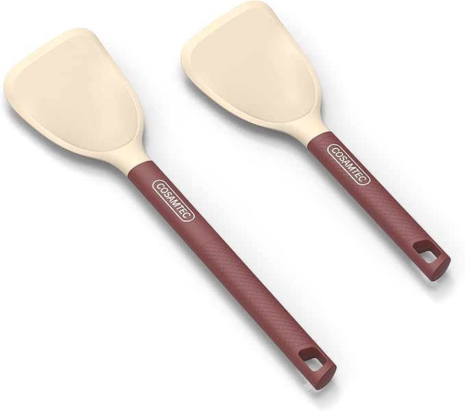 Silicone Small Spatula for Cooking Flexible Beveled Turner with Solid Inner Core and Heat Resistant Nylon Handle Ideal Spatula for Non-Stick Cookware