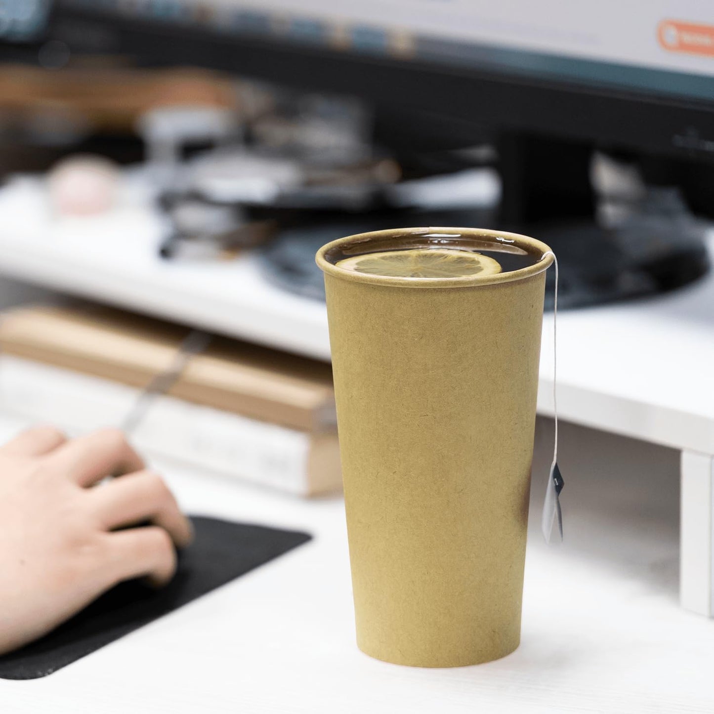 Karat 20oz Kraft Paper Coffee Cups [600 ct] Disposable, Leak-Resistant Double Poly-Lined Hot Cups | Ideal for Cafes & Offices, 90mm