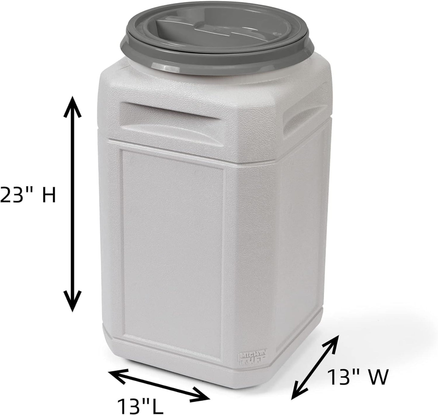 Mighty Tuff 13 Gallon, 54 Lbs Capacity, BPA-Free Pet Food Storage Container with Rolling Dolly on Wheels and Perfect Portion Scoop, Mobile Solution for Air-Tight Pet Food Storage