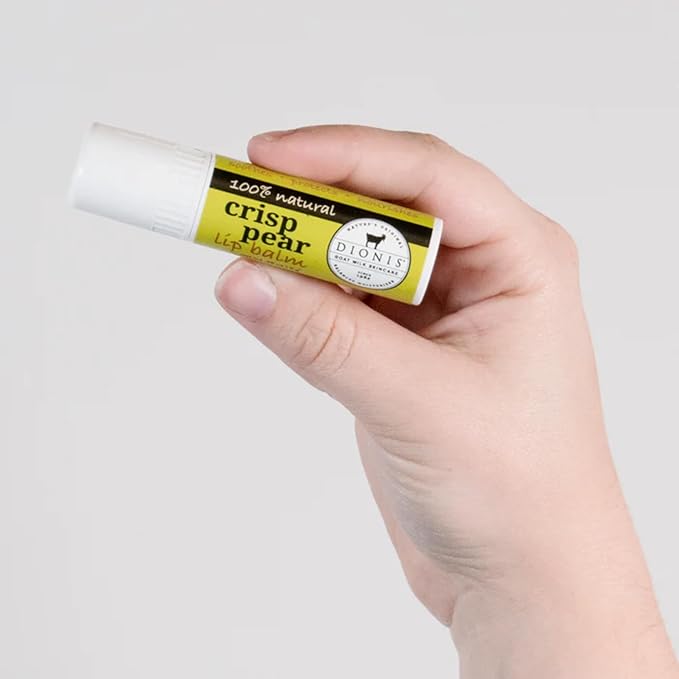 Dionis Goat Milk Skincare Scented Lip Balm, Beeswax, Shea Butter & Coconut Oil Self Care Made in The USA, Cruelty Free, Paraben Free Hydrating Moisturizer for Chapped Lips, Crisp Pear, 0.28oz, 6pk
