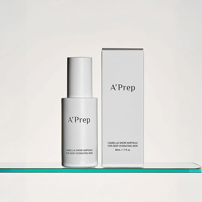 A'Prep Camellia Snow Ampoule – Hydrating & Brightening Facial Serum with Camellia Japonica, Niacinamide & Hyaluronic Acid, EWG Green Formula, Korean Skincare, 50ml