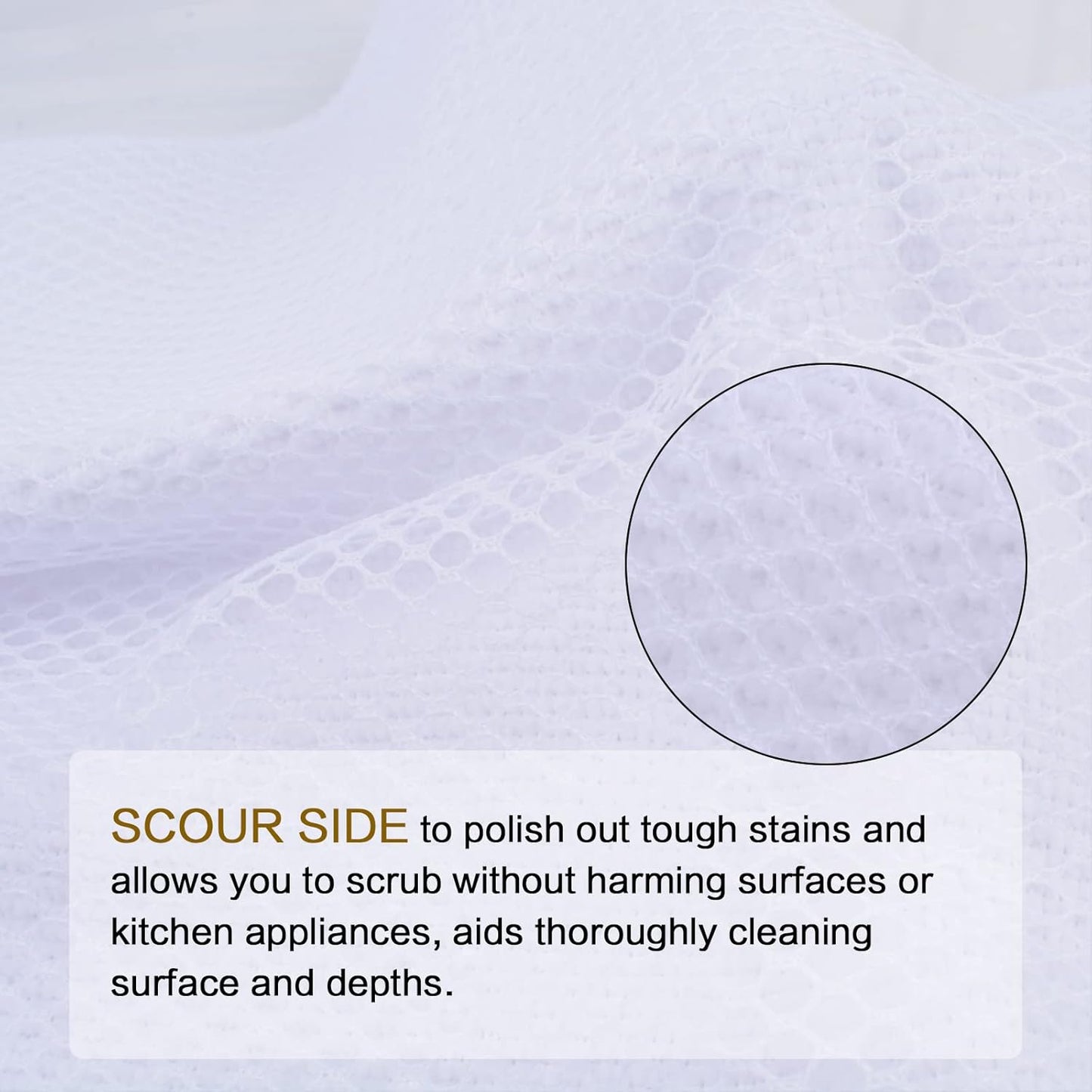 SINLAND Wholesale Microfiber Dish Cloth Best Kitchen Cloths Cleaning Cloths with Poly Scour Side 12Inchx12Inch 10 Pack White