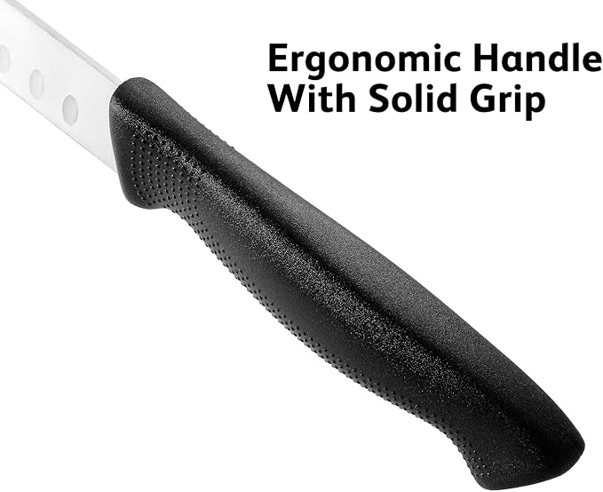 Carving Knife 11-Inch with Razor Sharp Granton Edge for Turkey, Ham, Meat Slicing and Cutting – NSF Certified, German Stainless Steel Blade, Black