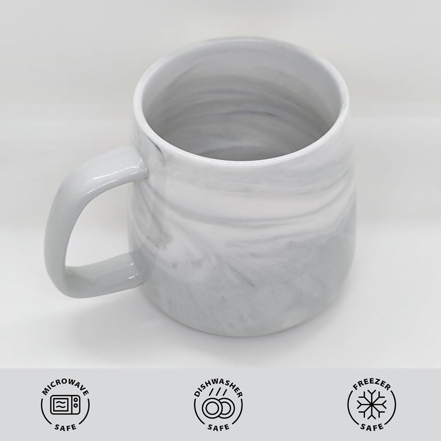 Ceramic Coffee Mug Set of 2, Gray and Pink Marble Pattern Procelain Couple Mugs, Stoneware Matching Cups, Dishwasher Safe, Microwave Safe, 13 oz