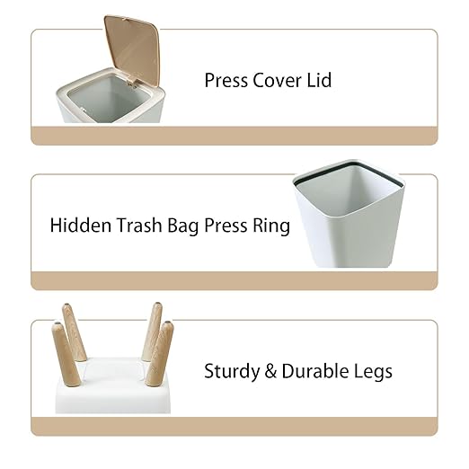Small Trash Can with Lid Bronze Copper Metal foil Abstract Modern Wastebasket with Press Cover Dog Proof Garbage Can Waste Bin for Kitchen Bathroom Nursery 2.6 Gallon