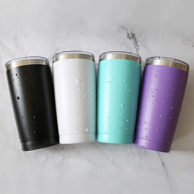 12Pack 20oz Tumbler Vacuum Insulated Travel Mug with Lids, Stainless Steel Double Wall Bulk Cup for Home, Office, Outdoor Suitable for Vehicle Cup Holders （White）