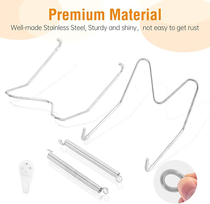 Bilillo 14 pcs Plate Hangers for The Wall, 4/6/8/10/12 Inch Invisible Plates Hangers, Stainless Steel Plate Wall Holders for Display Various Sizes with Hooks for Decorative Silver