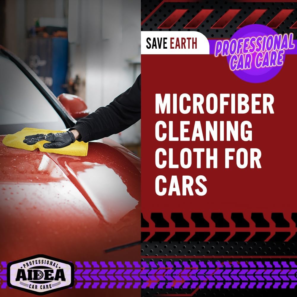 AIDEA Microfiber Cleaning Cloth, 20PK, Microfiber Towels for Cars, Premium All Purpose Car Cloths, Dusting Cloth Cleaning Rags, Absorbent Towels for SUVs, House, Kitchen, Window, 12"×12", Yellow