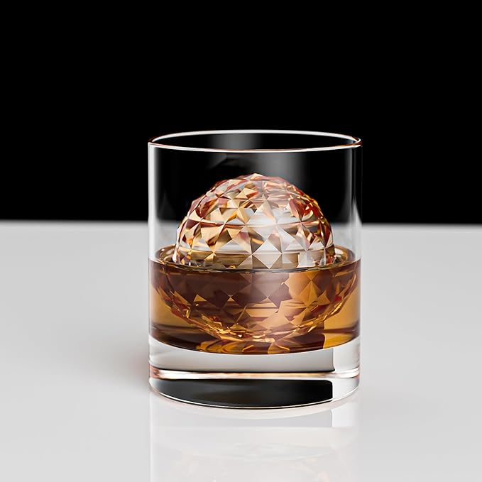 Bangp Clear Ice Ball Maker Mold,Crystal-clear Ice Cube Maker,2 Distinctive 2.4" Clear Sphere Ice Cubes for Cocktails and Drinks,Fun Shapes Ice Ball Mold,Whiskey Gifts for Men
