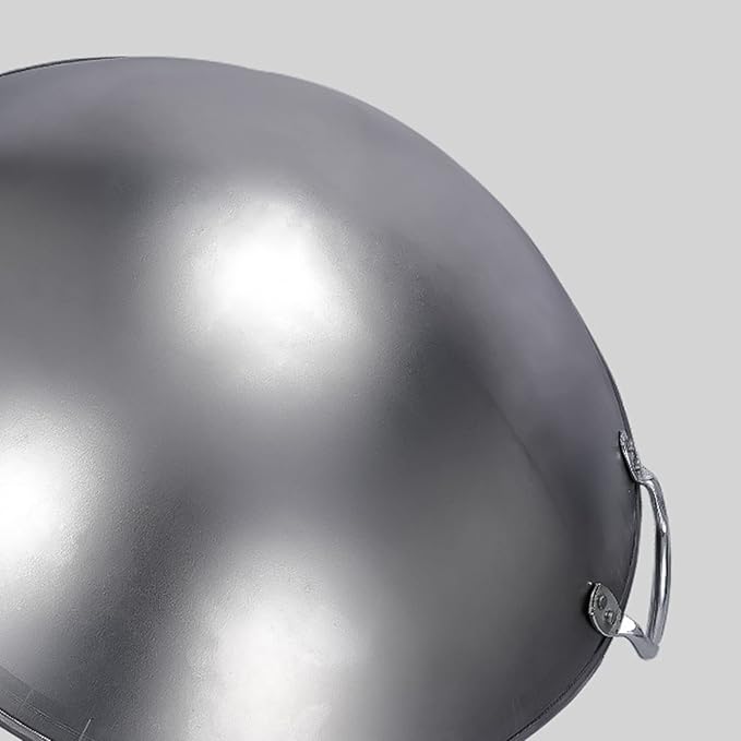 Large Iron Wok, Commercial Large Iron Wok Pan, Double Ear Wok, Not Easy to Rust,45x45x15cm