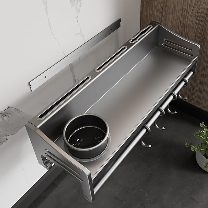 utensil hanger, wall mounted kitchen rail with hooks, waterproof hooks for kitchen utensils, easy installation without drilling (23.6 inches, Cups, 2)