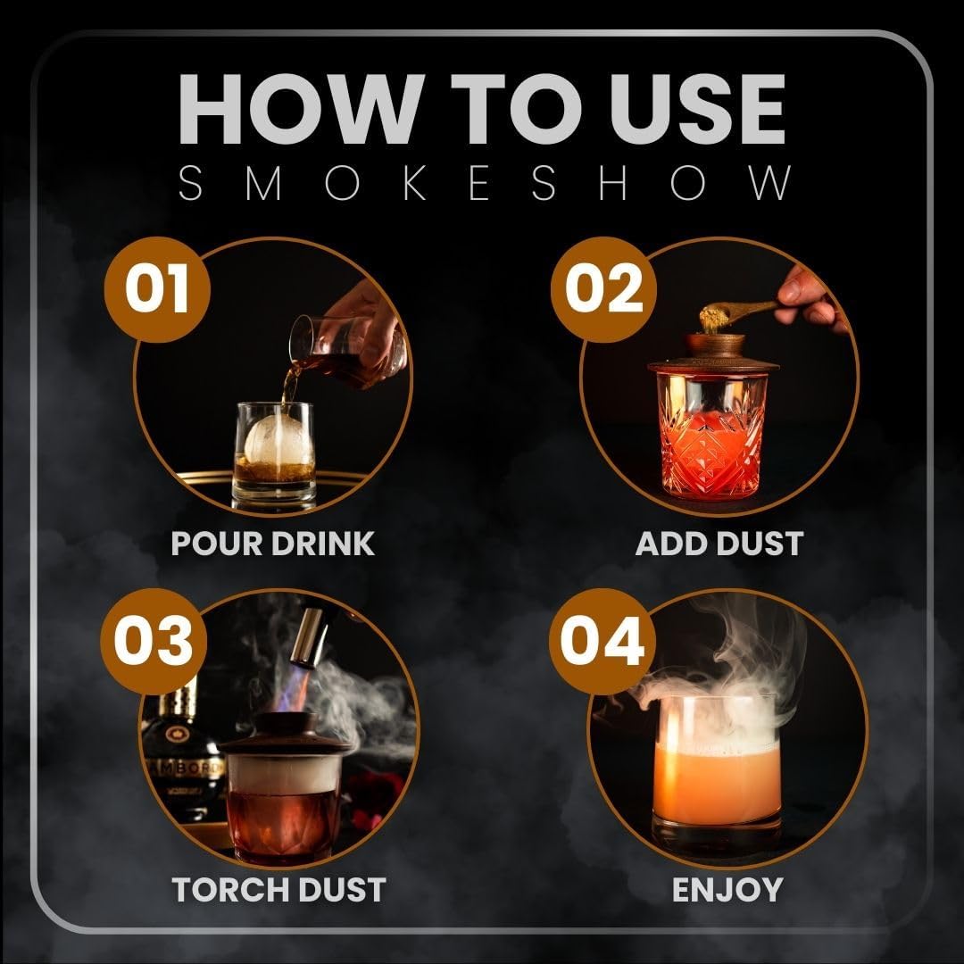 Premium Walnut Wood Cocktail Smoker with One 4 oz tin. Great for Whiskey & Old Fashion. Coated in Safe Food Natural Beeswax, Non-toxic Top by Smokeshow (Bourbon Soaked Oak)