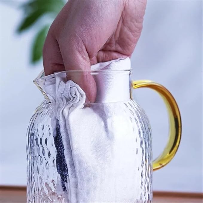 iced Tea Pitcher Glass Water Pitcher with Filter Lid and Pouring Spout Heat Resistant Glass Carafe for Hot Cold Beverages Homemade Ice Tea Bottle Juice Jug(1L)
