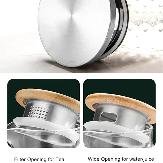 Water Pitcher Glass Water Pitcher with Filter Lid and Pouring Spout Heat Resistant Glass Carafe for Hot Cold Beverages Homemade Ice Tea Bottle Iced Tea Carafe(1.8L)