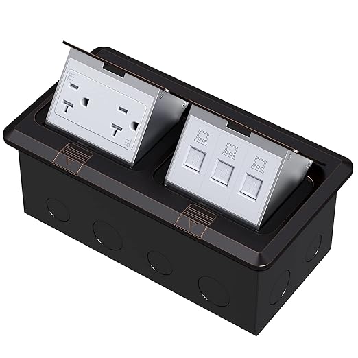 Dual Pop-Up Floor Box Electrical Kit (TR-20A, Oil Rubbed Bronze)…