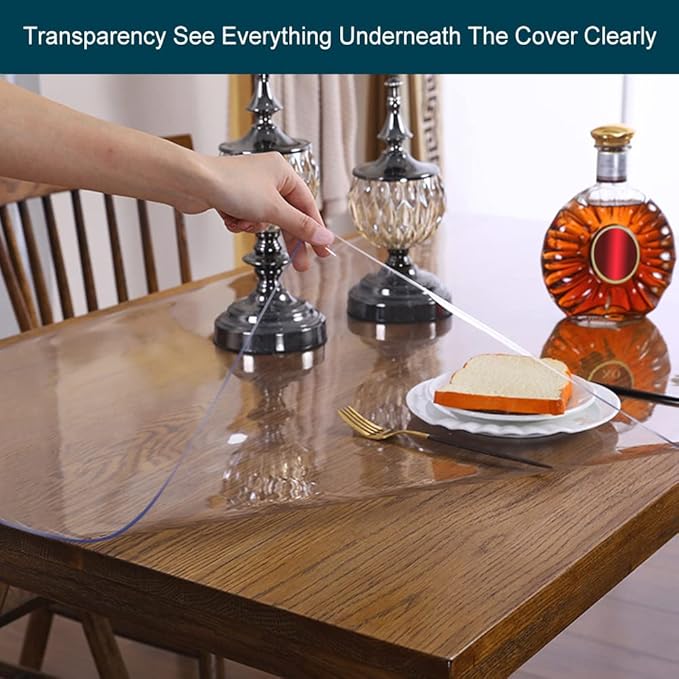 20x55.2 inch Multisize 1.5mm Thick Clear PVC Table Protector Cover Mat Rectangular Glass Plastic Tablecloth Cover Office Desk Pad Mat for Computer Desk Sofa Table Media Stand Wipeable Waterproof…