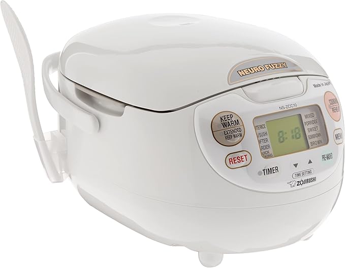 Zojirushi NS-ZCC10 Neuro Fuzzy Cooker, 5.5-Cup uncooked rice / 1L, White & NP-NWC10XB Pressure Induction Heating Rice Cooker & Warmer, 5.5 Cup, Stainless Black, Made in Japan