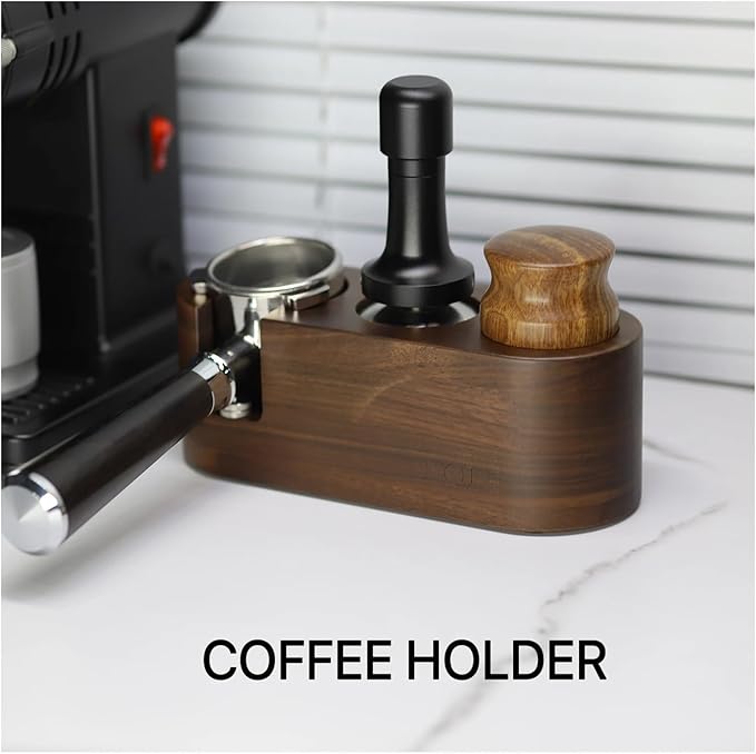 Walnut Wood Coffee Filter Holder, Espresso Tamper Mat Stand, Coffee Maker Support Base Rack, Barista Accessories(WHITE)
