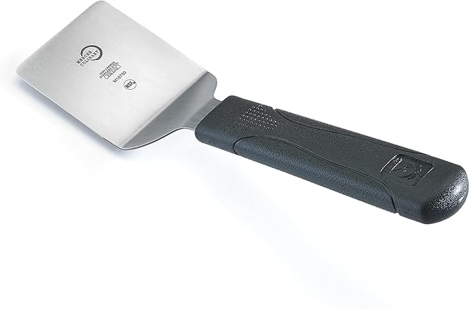 Mercer Culinary Millennia Mini Turner/Spatula, 2.5 Inch x 2.5 Inch Blade, Black Handle