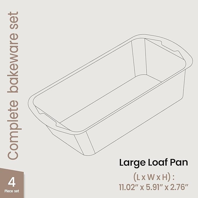 Nonstick Loaf Pan Set Pack of 4, Carbon Steel 11" Large Baking Bread Pan, Oven Safe Up to 450°F, PFOA, PFOS, PTFE Free, Space Saving Stackable Design, Stain Resistant, Dishwasher Friendly, Blue Marble