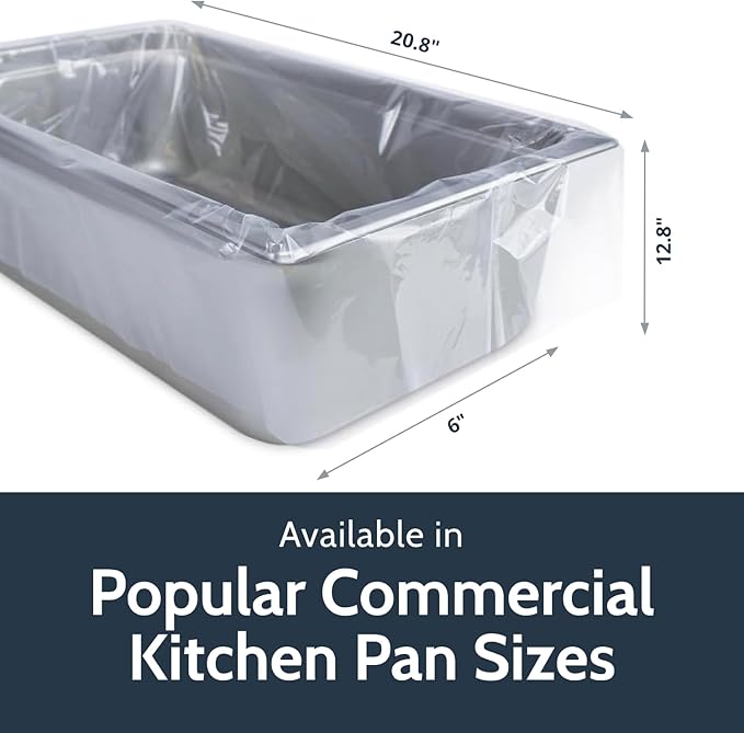 PanSaver Clear Pan Liners for Easy Clean Up - Disposable Buffet Pan Liners, Ovenable up to 400F (Third and Quarter Pan Medium and Deep Pan Liner - 19 x 14 IN)
