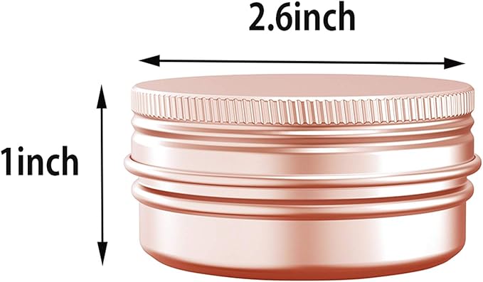 2 Ounce Aluminum Tin Jar with Screw Cap 60mL Tin Cans Refillable Containers for Cosmetic, Lip Balm, Cream, Lotion, Balms, Spices, Salve, Rose Gold 12 Pcs.