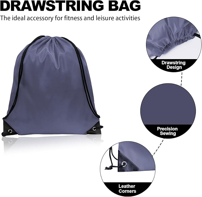 GoodtoU Drawstring Bags - Nylon Gym Bags with Cinch Sack for Sport, Travel, Team (Grey, 16Pcs)