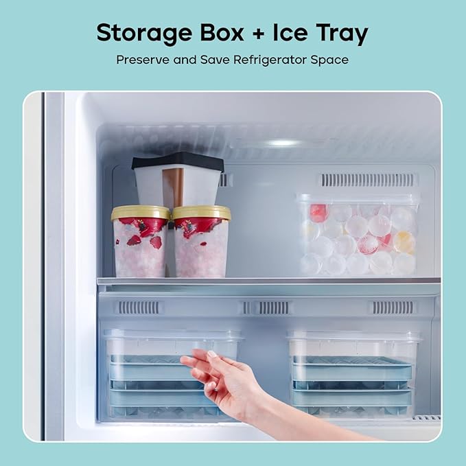 Round Ice Cube Trays for Freezer - Ice Cube Tray with Lid and Bin,Stackable Ice Ball Maker, BPA-Free Ice Mold, Circle Ice Trays for Juice,Coffee and Cocktails (1.2in/93 balls&box)