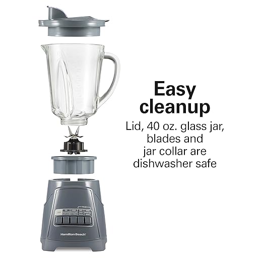 Hamilton Beach Power Elite Wave Action Blender For Smoothies, 40 Oz Glass Jar, 12 Functions Including Puree, Crush Ice, 700 Watts, Grey (58153J)