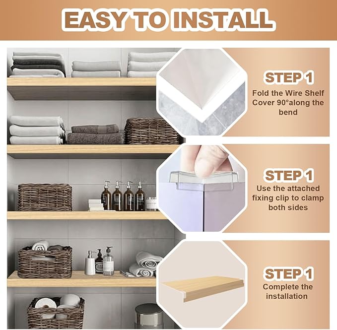 5 Pcs Wire Rack Covers 35x12x3 inch PVC Pantry Shelf Cover 0.31 inch Thick Removable Closet Wire Rack Shelf Covers,Decoration Kitchen Bathroom Office Shelving (Wood Color,35x12x3 inch)