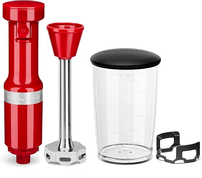 KitchenAid KSMPDX Pasta Deluxe Set Stand Mixer Attachment, 5 Piece, Stainless Steel & Variable Speed Corded Hand Blender KHBV53, Empire Red