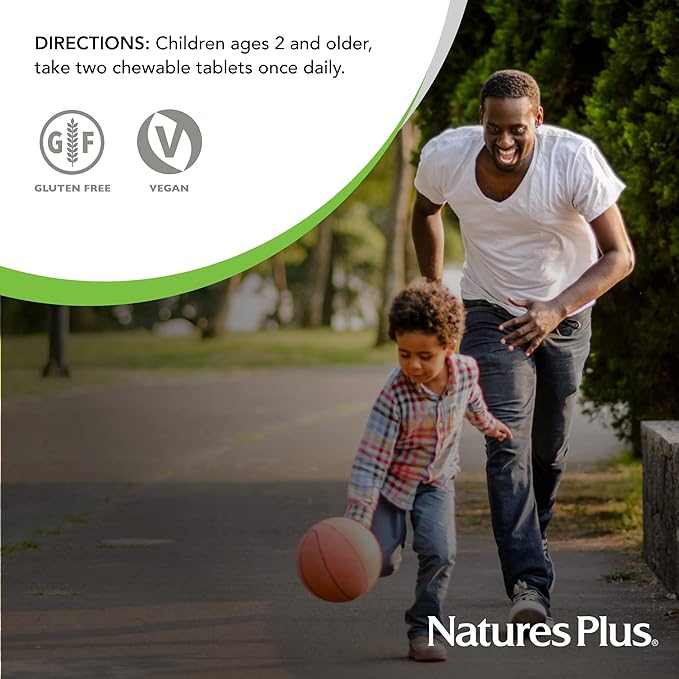 Natures Plus Animal Parade Children's Chewable Multivitamin, Watermelon - 180 Animal-Shaped Tablets - Promotes Health & Well-Being - Vegan, Gluten Free - 90 Servings